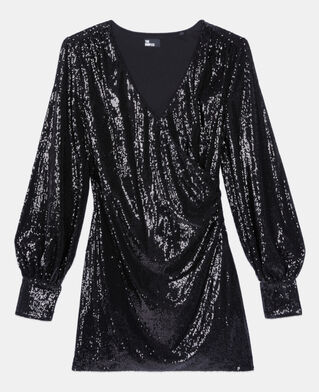 The Kooples FEMME BLACK robe &agrave; sequins courte noire