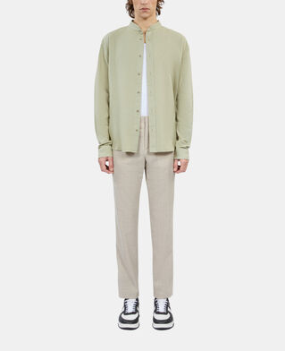 The Kooples HOMBRE KAKI GREY camisa verde claro algod&oacute;n lino