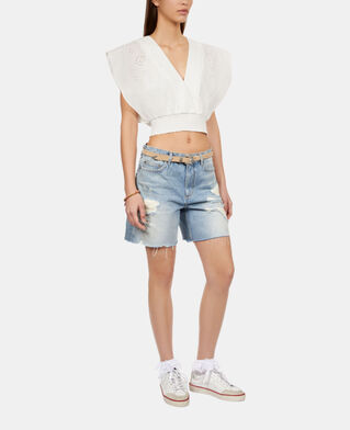 The Kooples F WHITE white short top in english embroidery