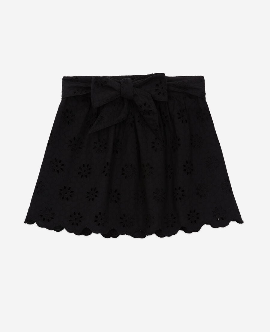 The Kooples DAMEN BLACK kurzer, schwarzer rock mit englischer stickerei