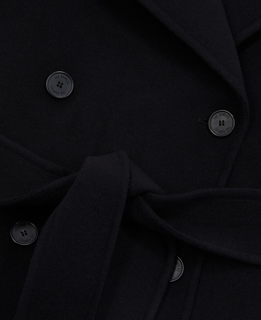 manteau long noir en laine mélangée