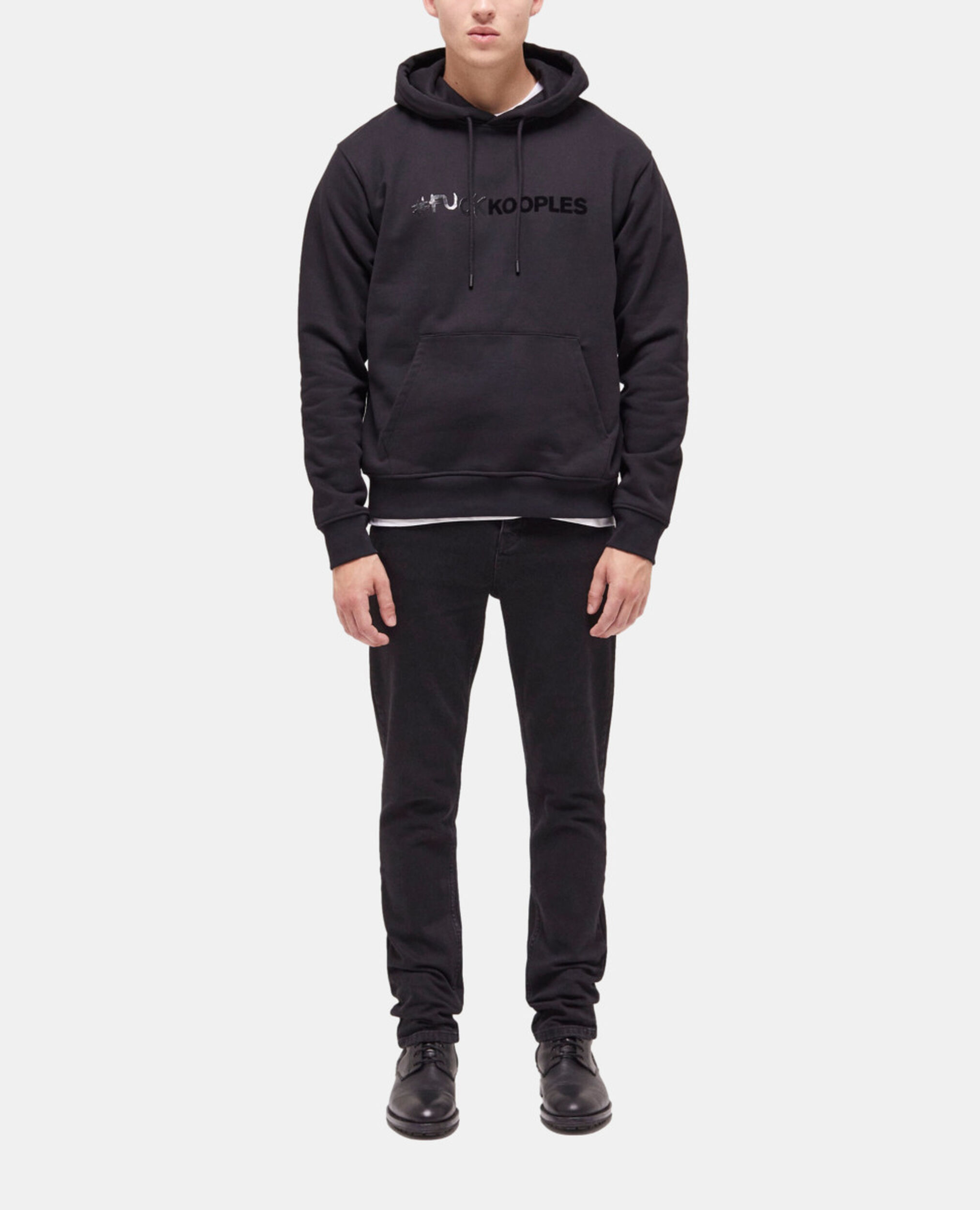Sweatshirt à capuche logo noir, BLACK, hi-res image number null