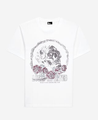 The Kooples HERREN WHITE weißes t-shirt mit vintage-skull-siebdruck