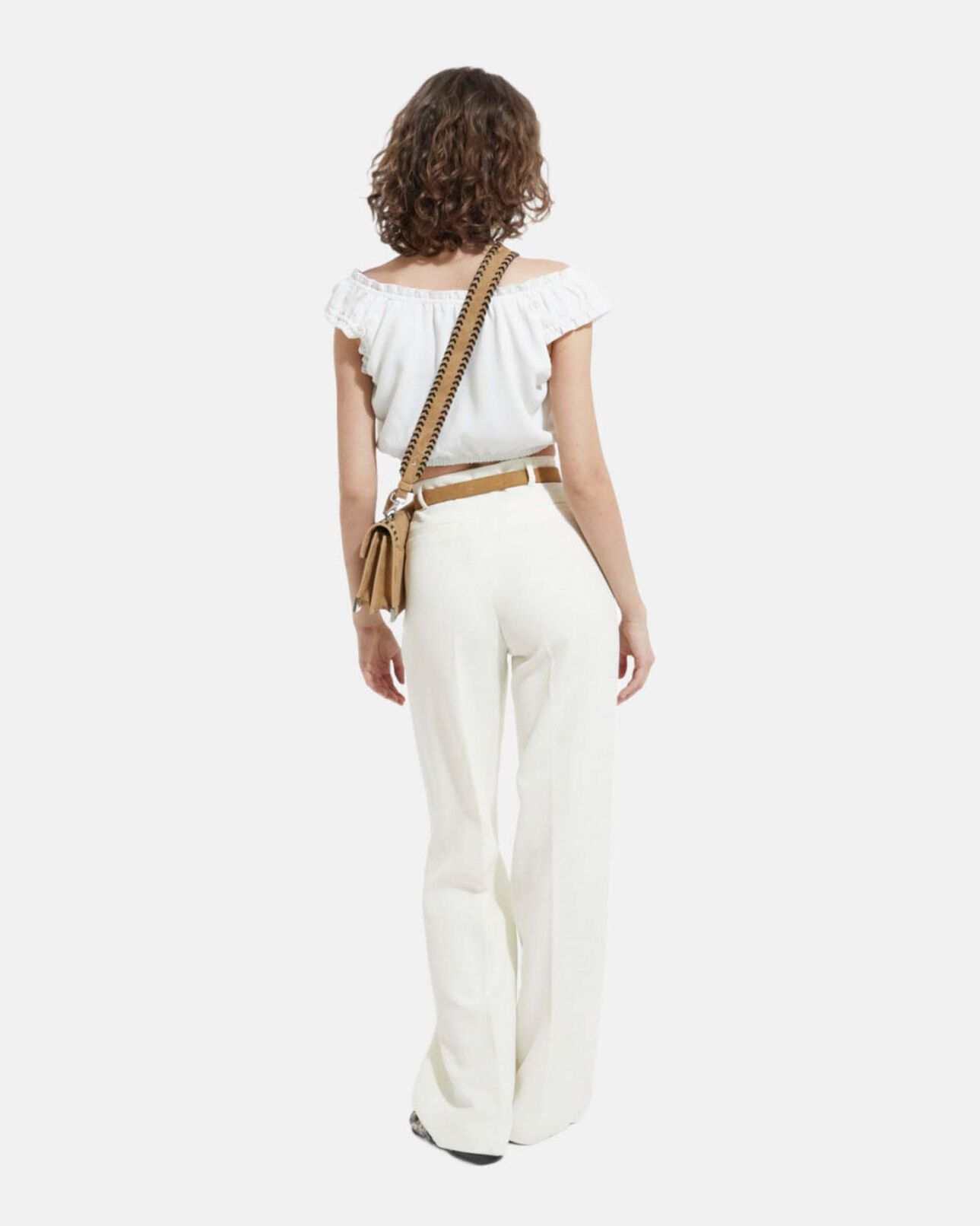 The Kooples DAMEN OFF WHITE oberteil krepp ecru mit kurzen puffärmeln