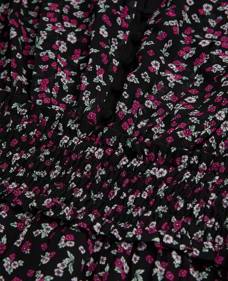 The Kooples F BLACK / PINK short printed dress with smocking