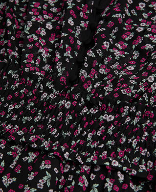 The Kooples F BLACK / PINK short printed dress with smocking