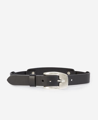 The Kooples WOMEN BLACK smooth leather belt with cut-outs