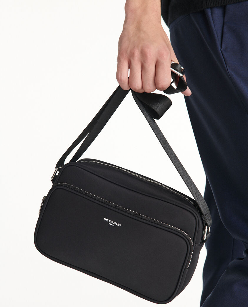 The Kooples MEN BLACK black nylon messenger bag