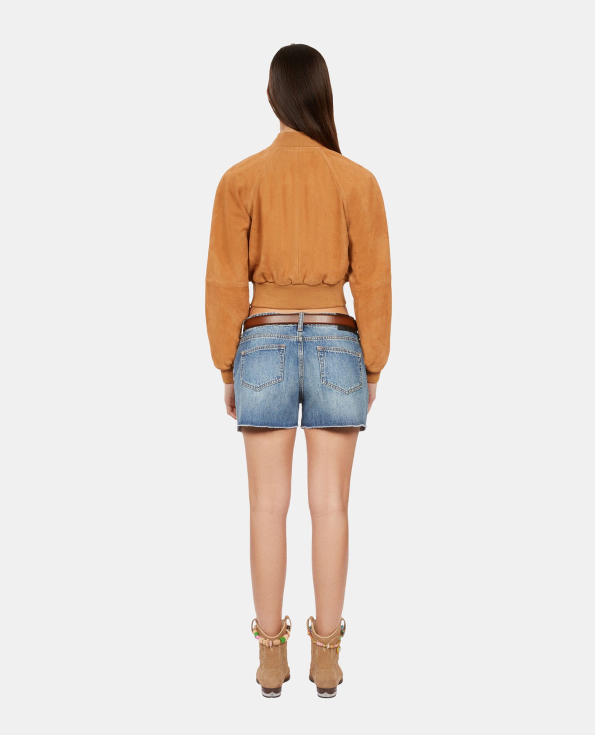Camel suede leather jacket, CAMEL, hi-res image number null