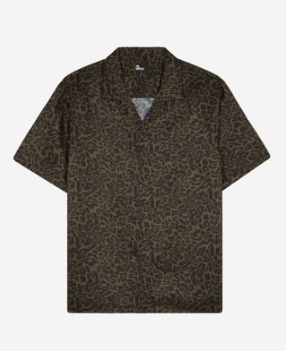 The Kooples H BLACK KAKI short-sleeved khaki leopard print shirt