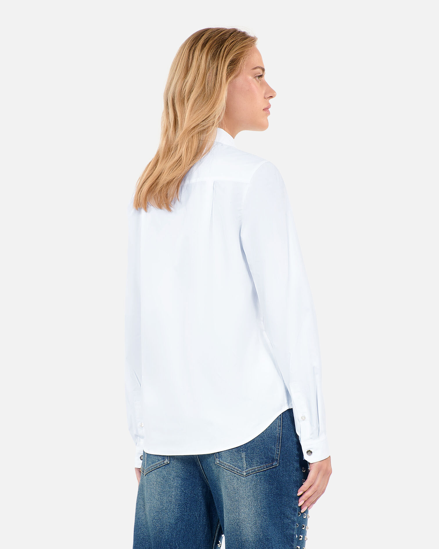 White poplin shirt, WHITE, hi-res image number null