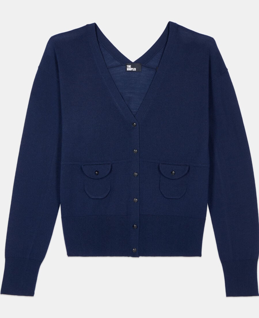 The Kooples WOMEN NAVY navy blue wool cardigan