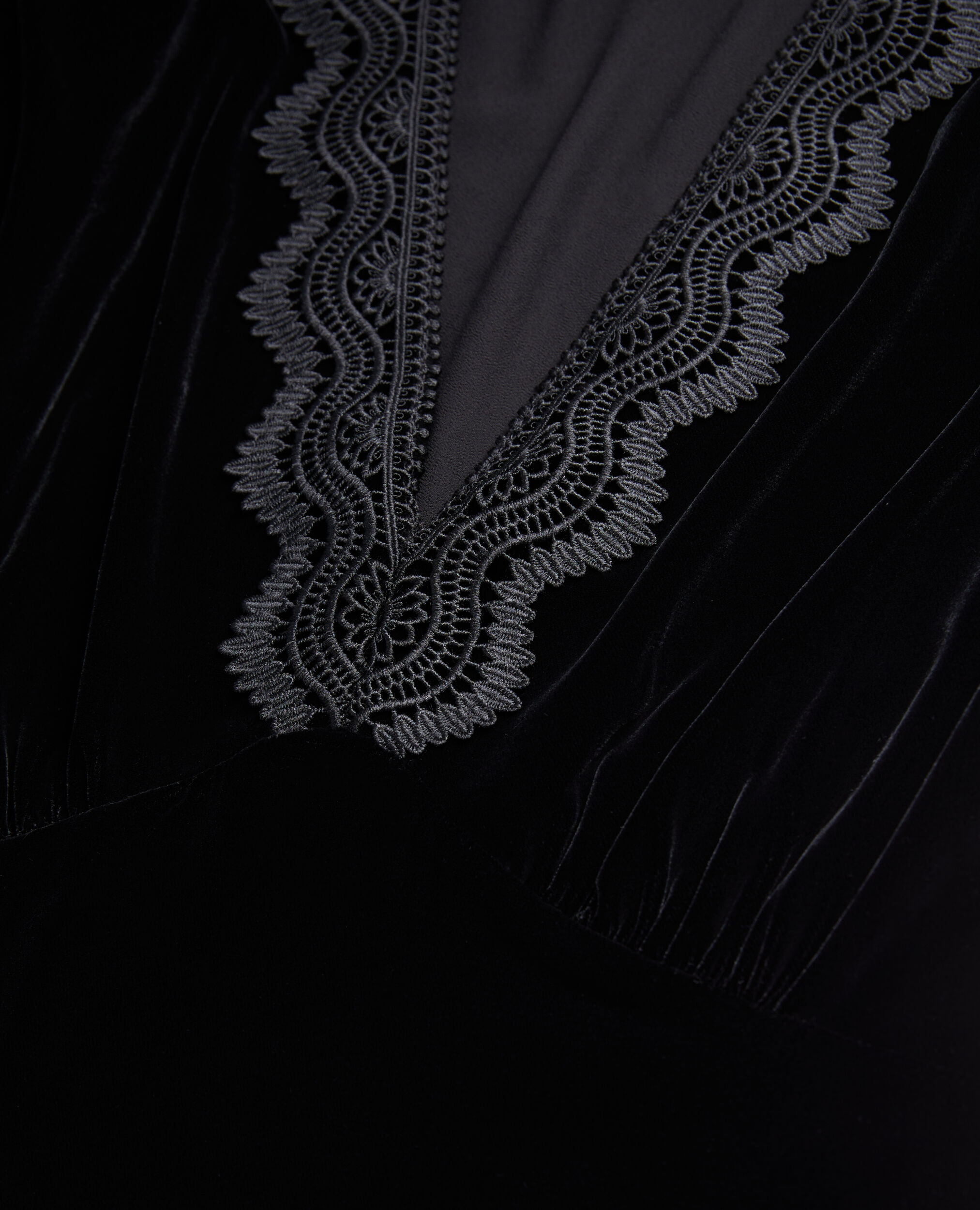 Vestido corto negro terciopelo, BLACK, hi-res image number null