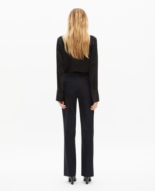 The Kooples WOMEN DARK NAVY navy wool blend straight-leg tailored pants