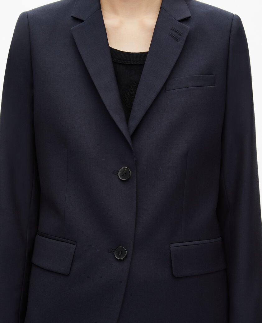 The Kooples WOMEN NAVY slim-fit wool suit jacket in navy blue