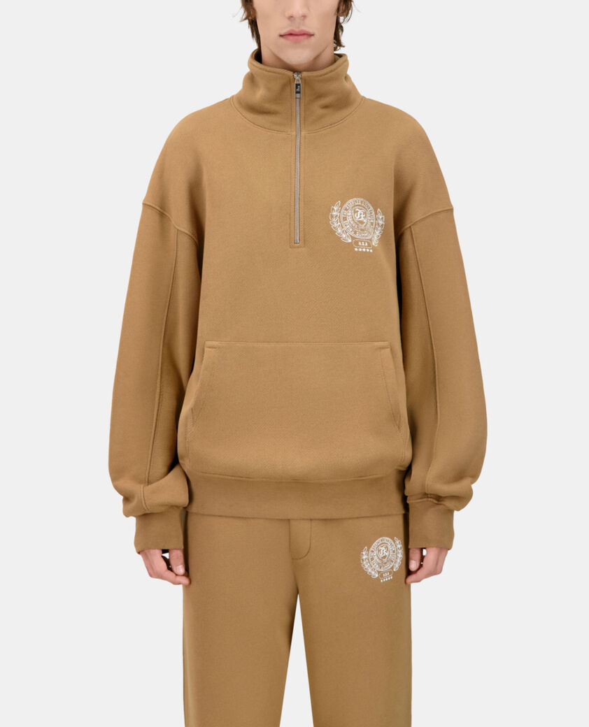 The Kooples MEN LIGHT BROWN brown sweatshirt with blazon serigraphy