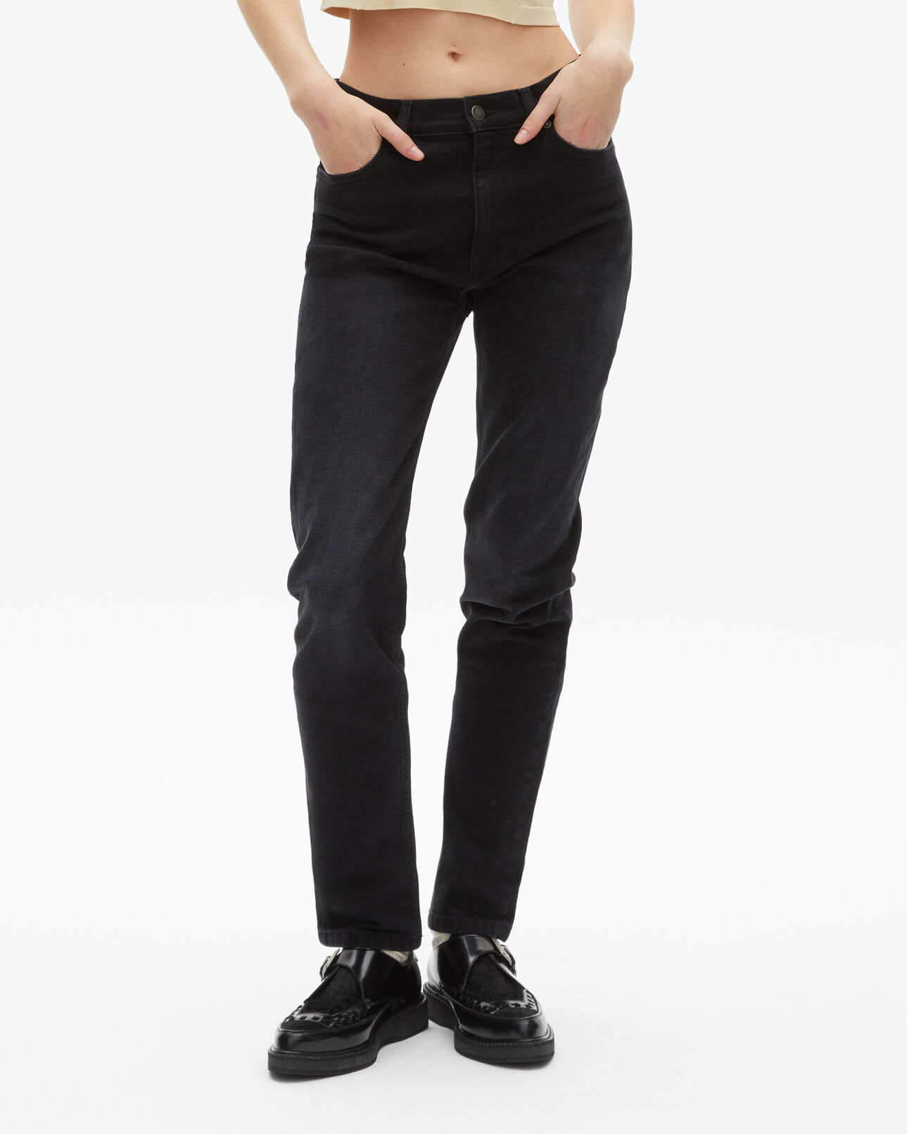 The Kooples FEMME BLACK WASHED jean slim noir
