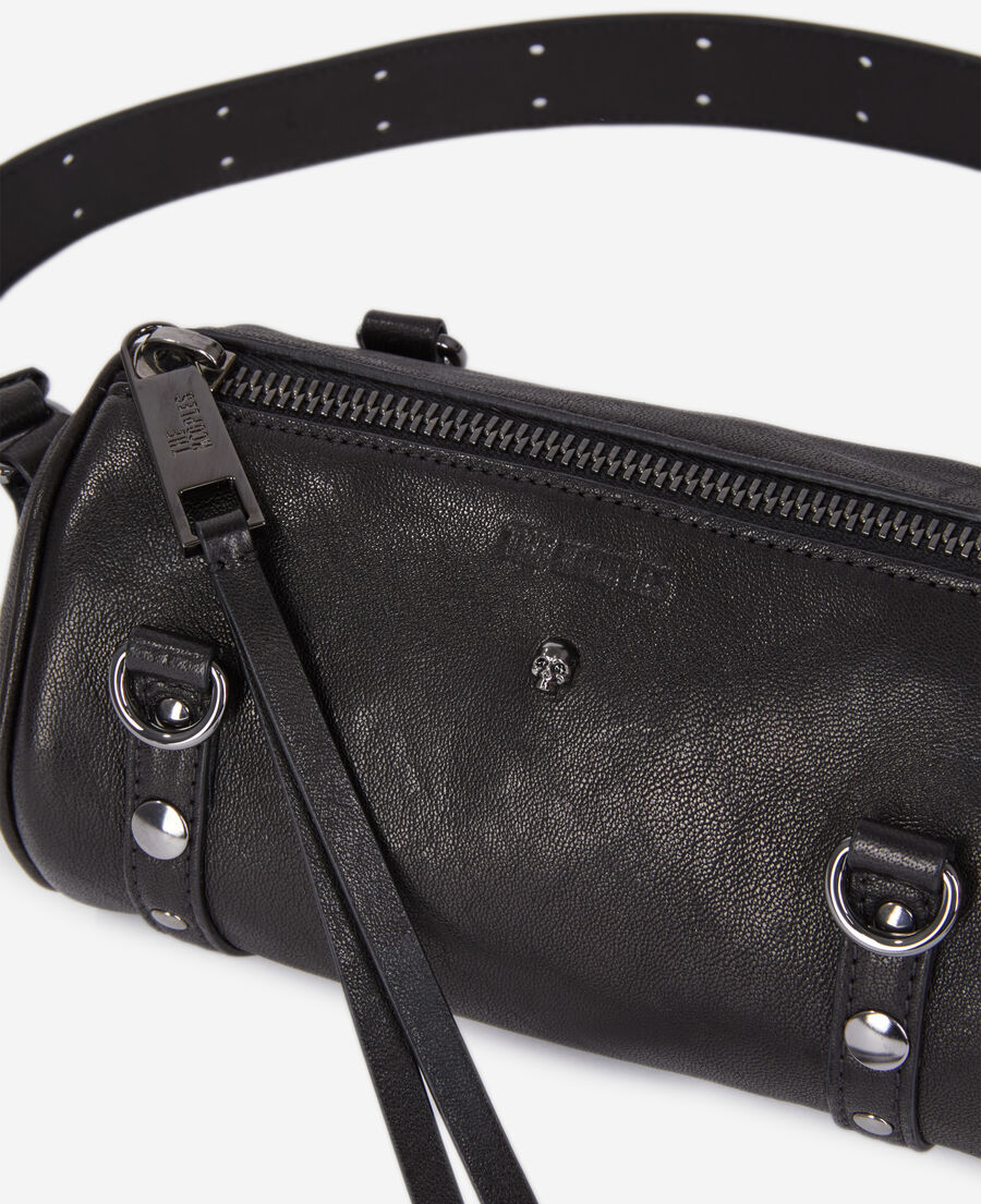 small jude black leather shoulder bag with studs