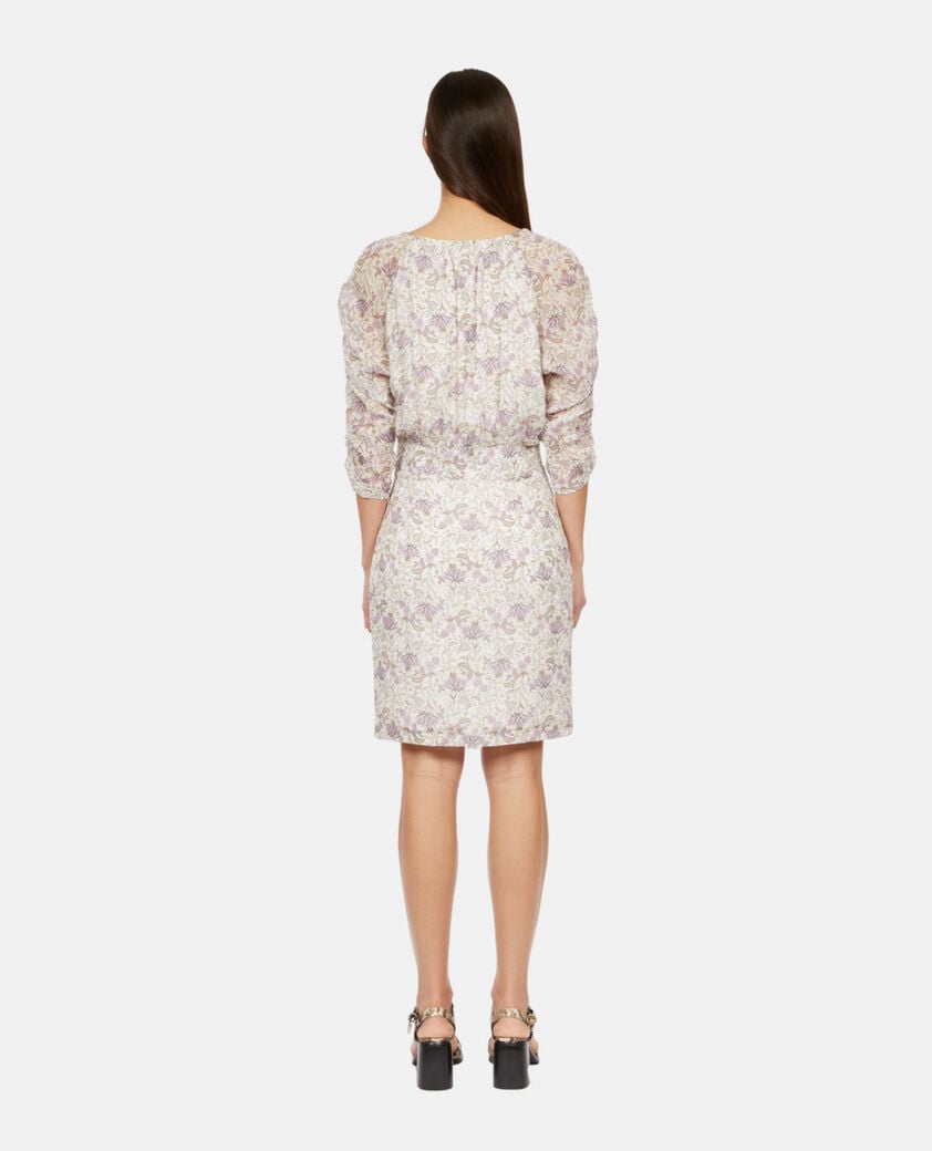 The Kooples F ECRU/MAUVE CHALK short printed dress with lacing