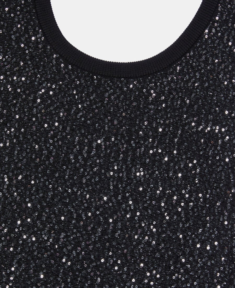 The Kooples WOMEN BLACK black sequin knit short dress