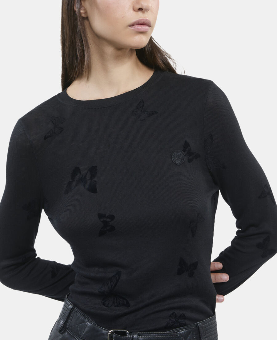 The Kooples FEMME BLACK t-shirt manches longues noir