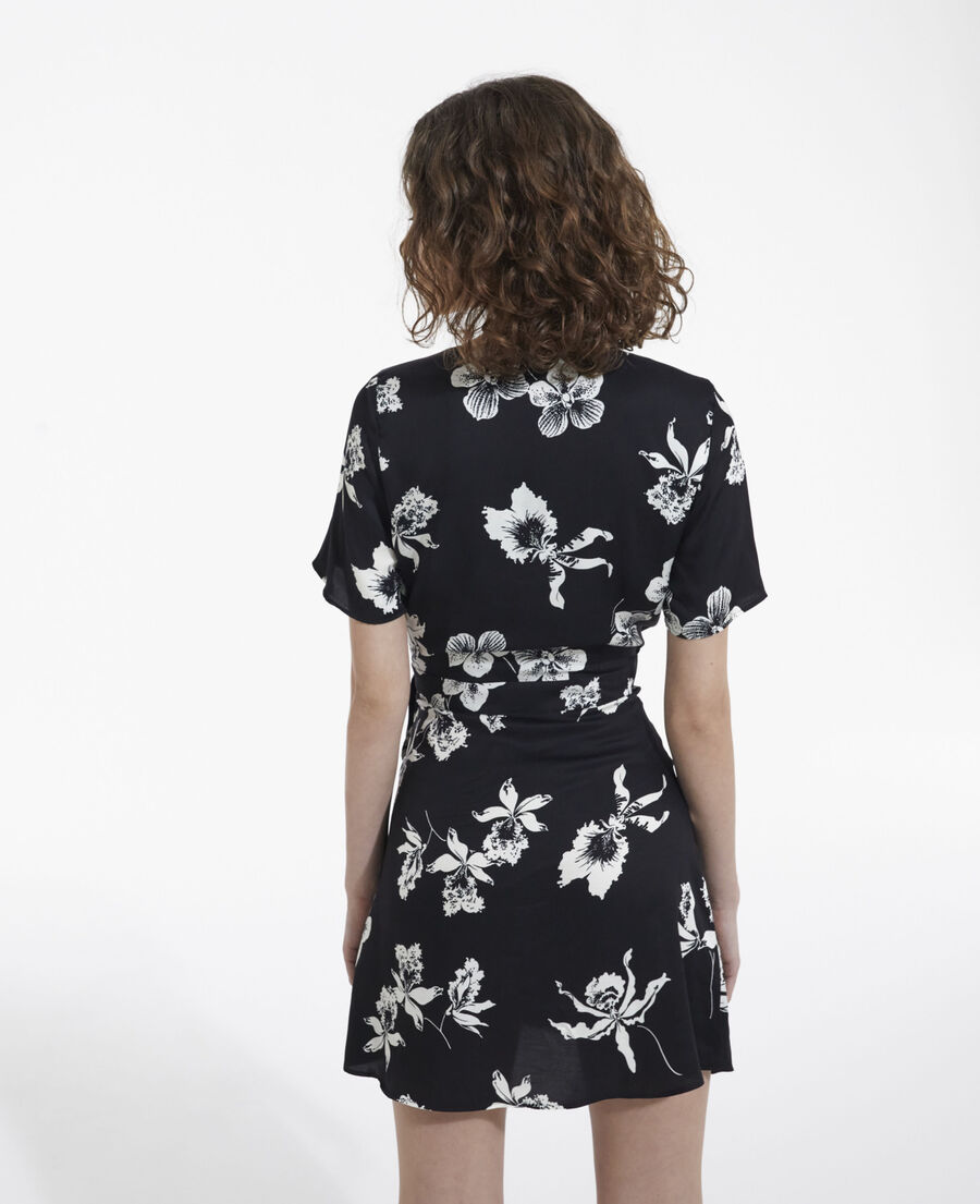 The Kooples FEMME BLACK robe courte fleurie