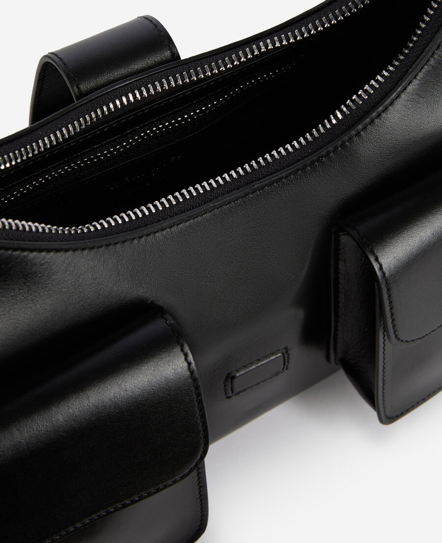 The Kooples WOMEN BLACK amelia bag with chain in black smooth leather