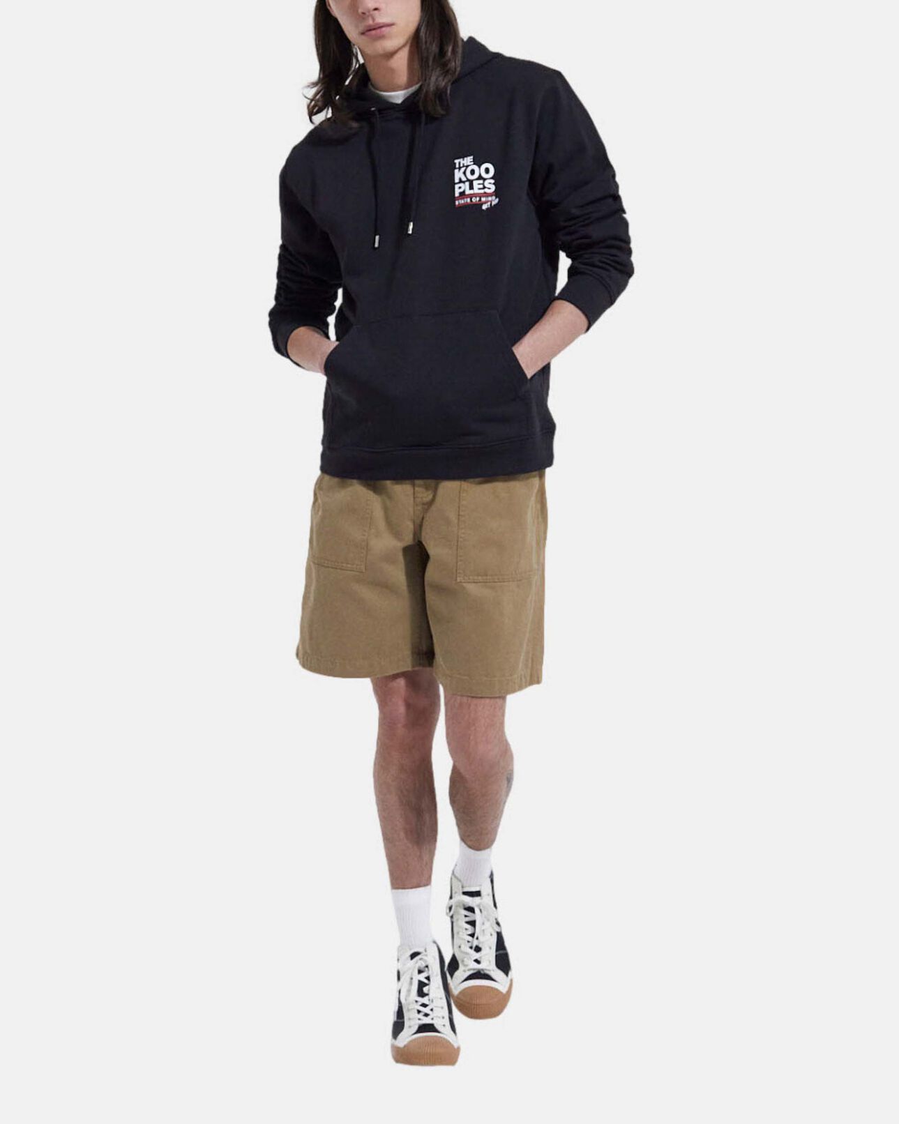 The Kooples HERREN BEIGE lange baumwollshorts mit vier taschen