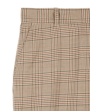 The Kooples WOMEN BEIGE-BROWN prince of wales wool flare pants