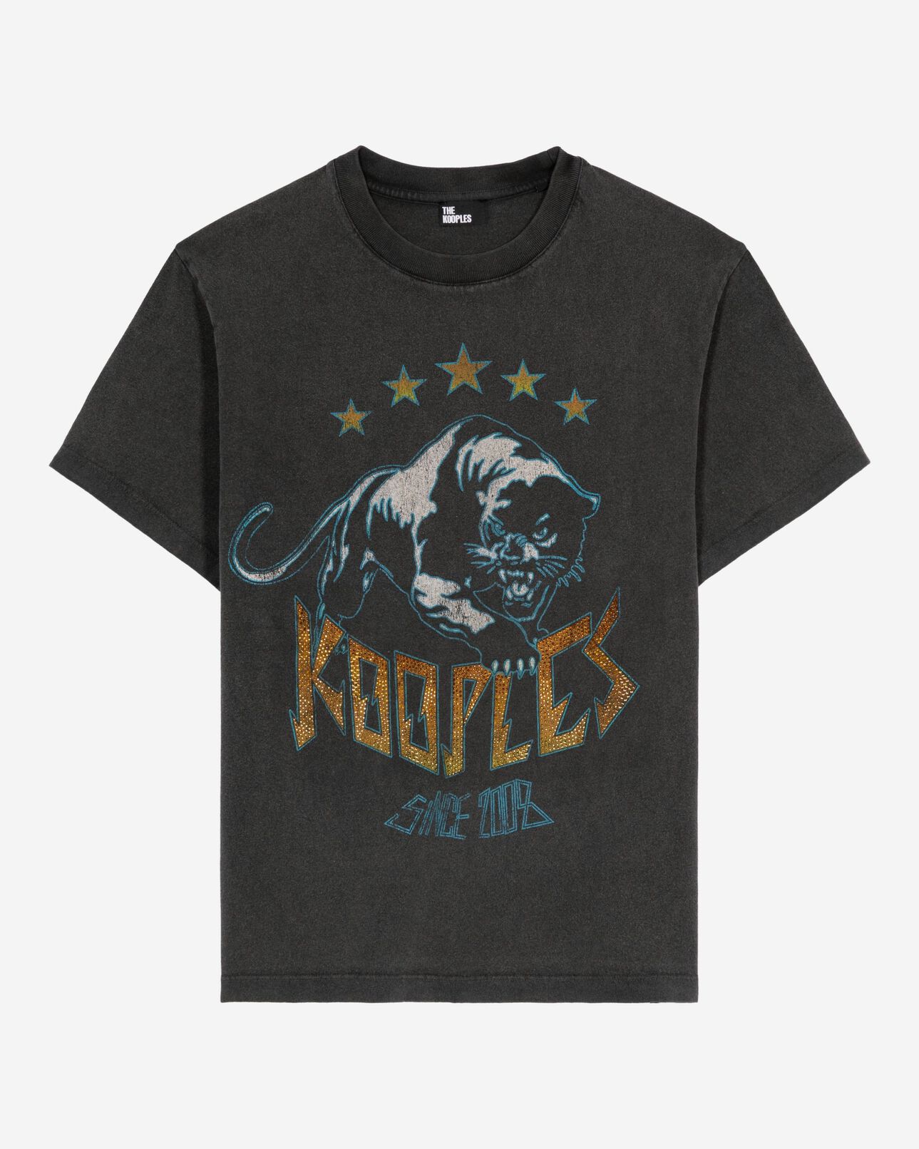 The Kooples WOMEN BLACK WASHED black washed-out silkscreen t-shirt
