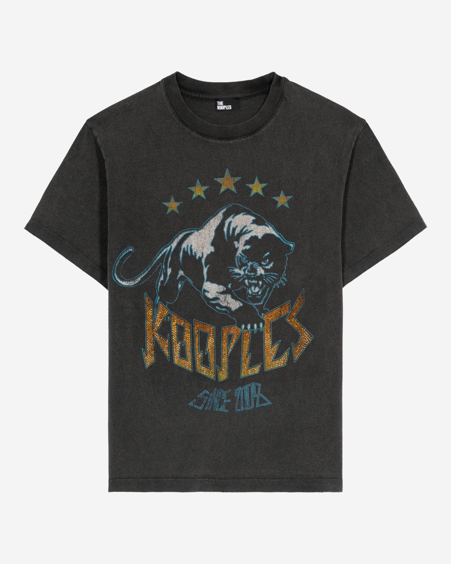 Black washed-out silkscreen T-shirt, BLACK WASHED, hi-res image number null