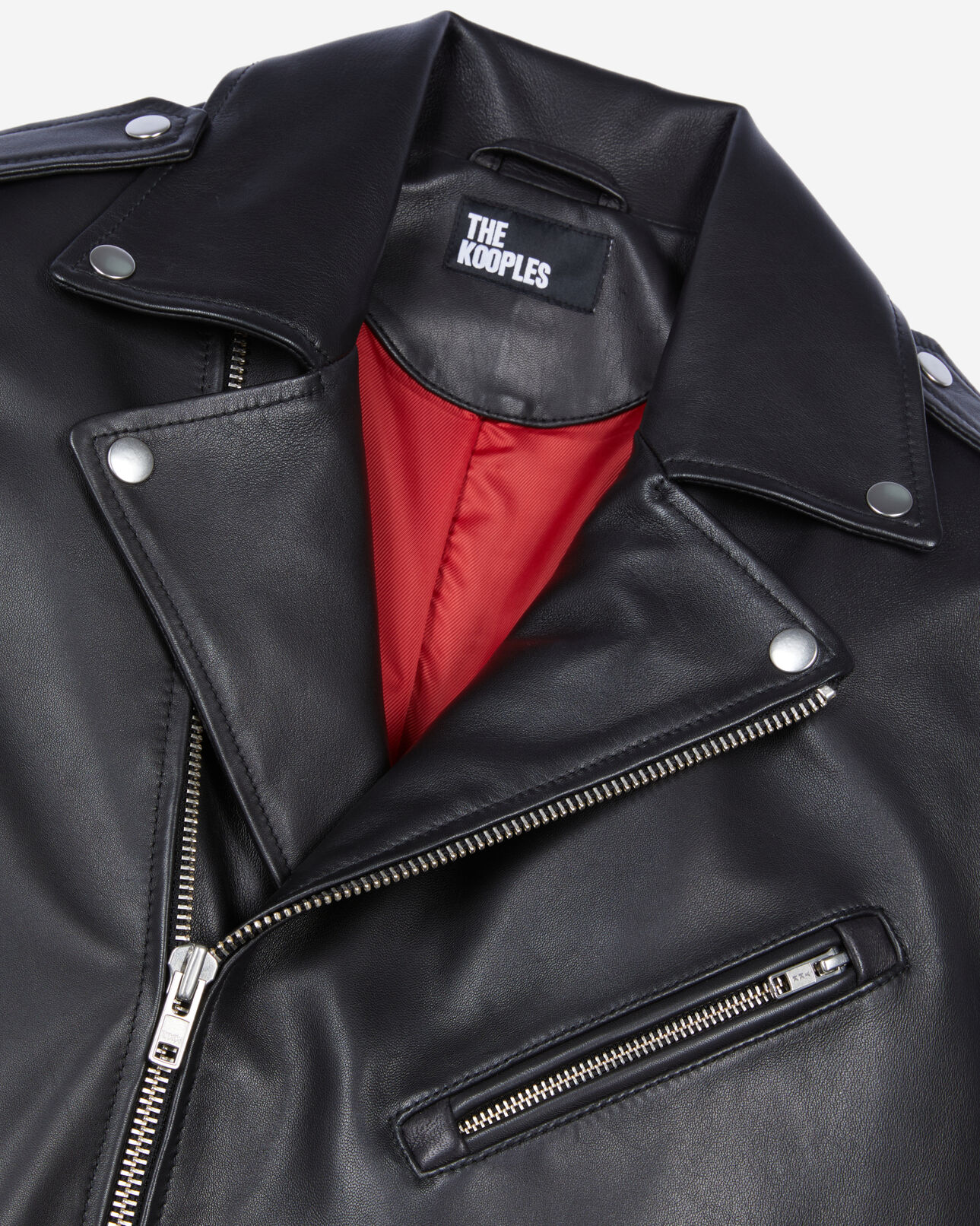 The Kooples MEN BLACK black leather biker jacket