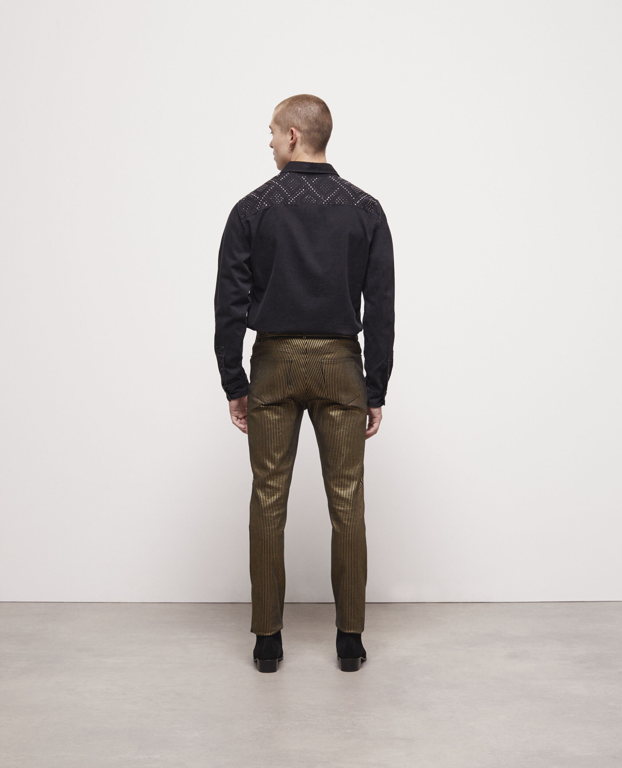 Gestreifte, goldfarbene Jeans mit Slim-Fit-Passform, BLACK / GOLD, hi-res image number null