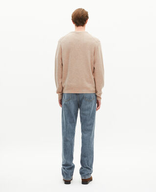 The Kooples HOMME BEIGE MELANGE pull col v en cachemire beige