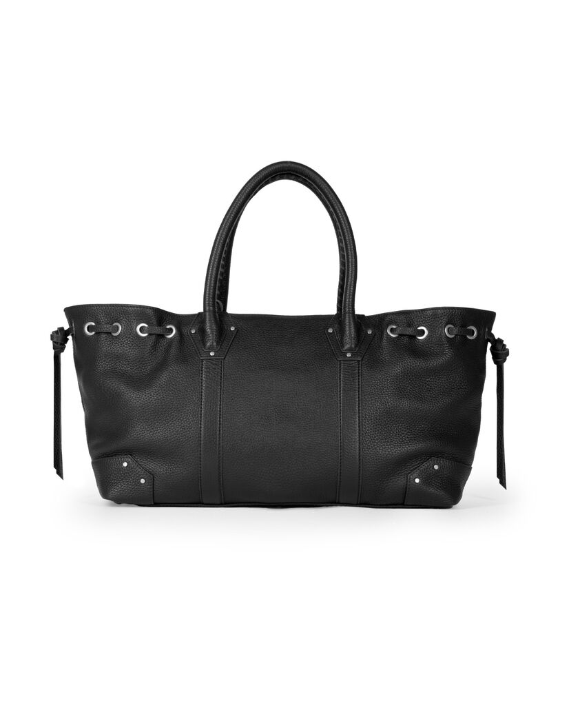 The Kooples F BLACK gathered tote bag in black grained leather