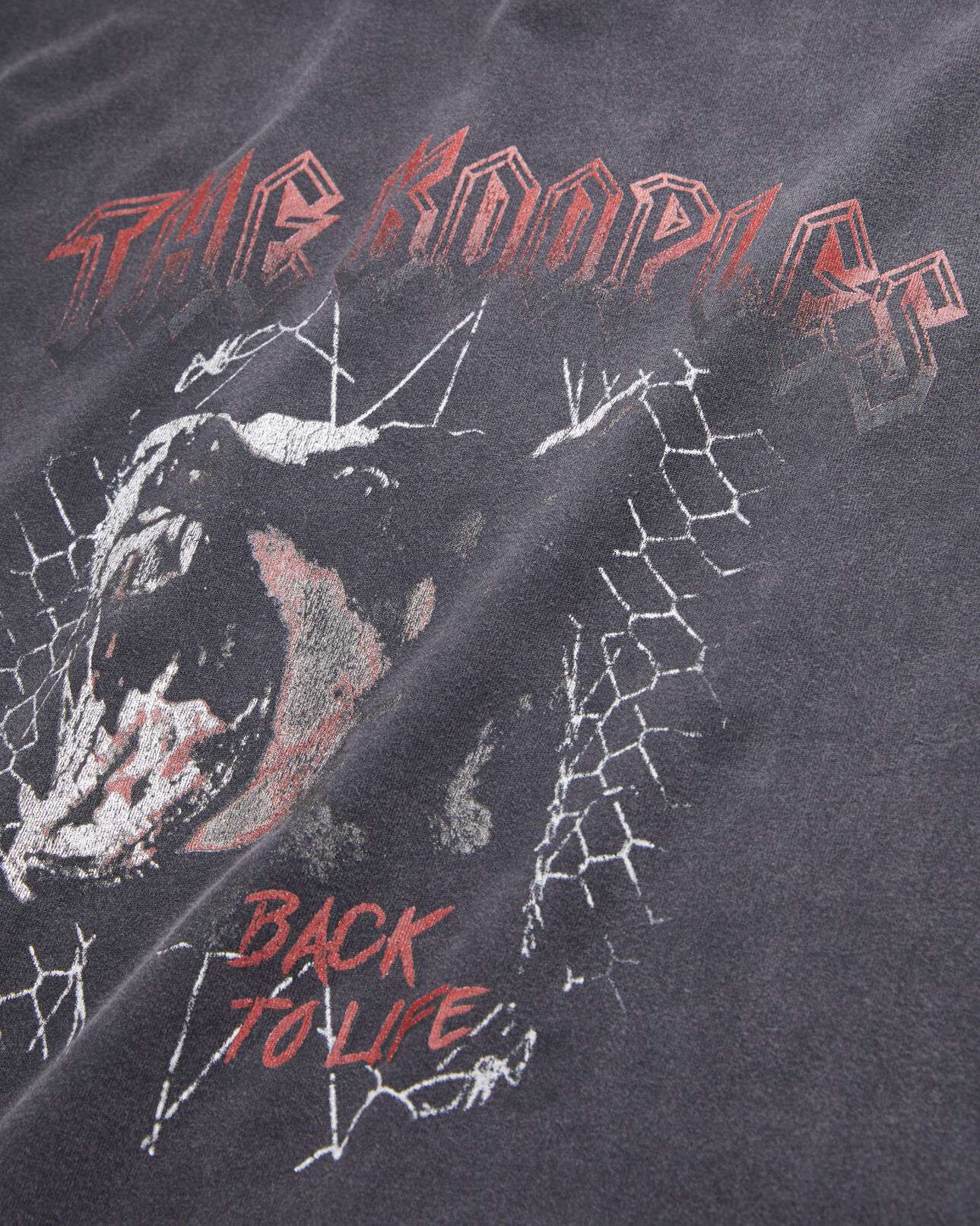 The Kooples MEN BLACK WASHED men's black t-shirt with barking dog serigraphy