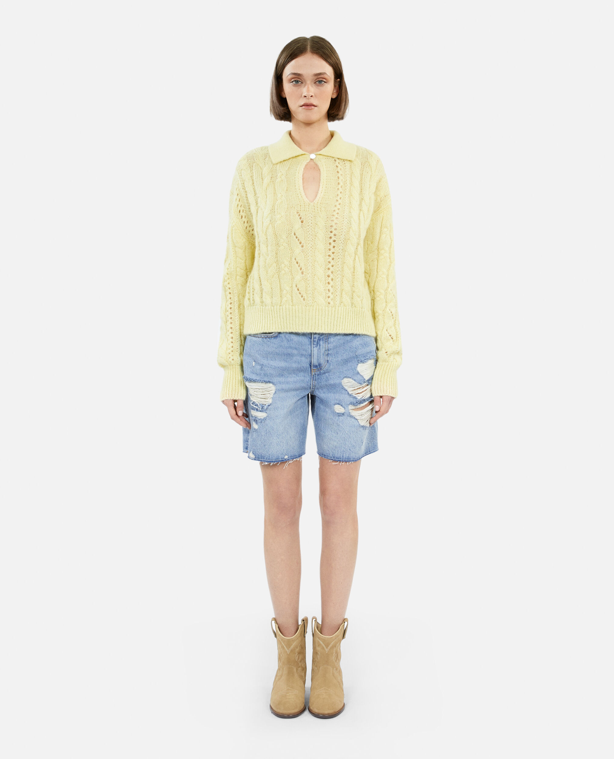 Yellow wool-blend sweater, YELLOW, hi-res image number null