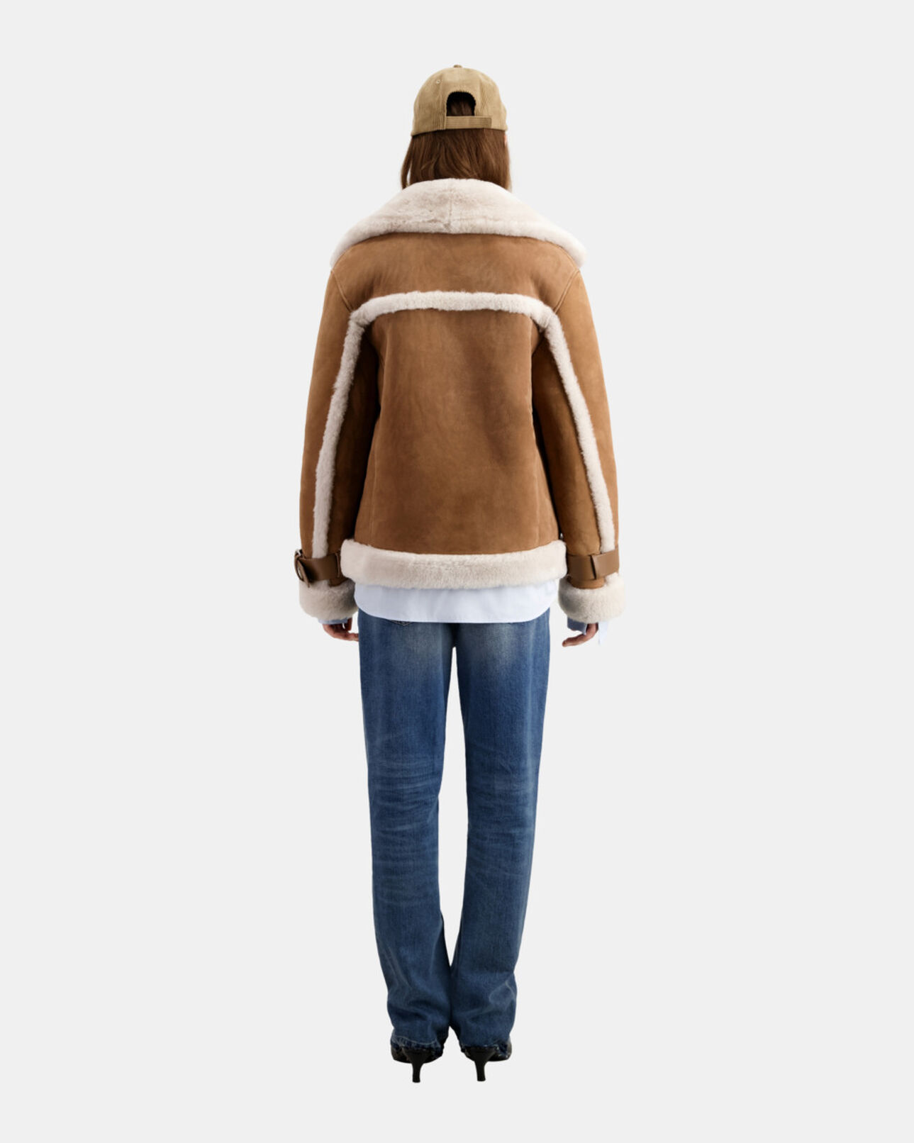 The Kooples WOMEN BEIGE camel shearling jacket