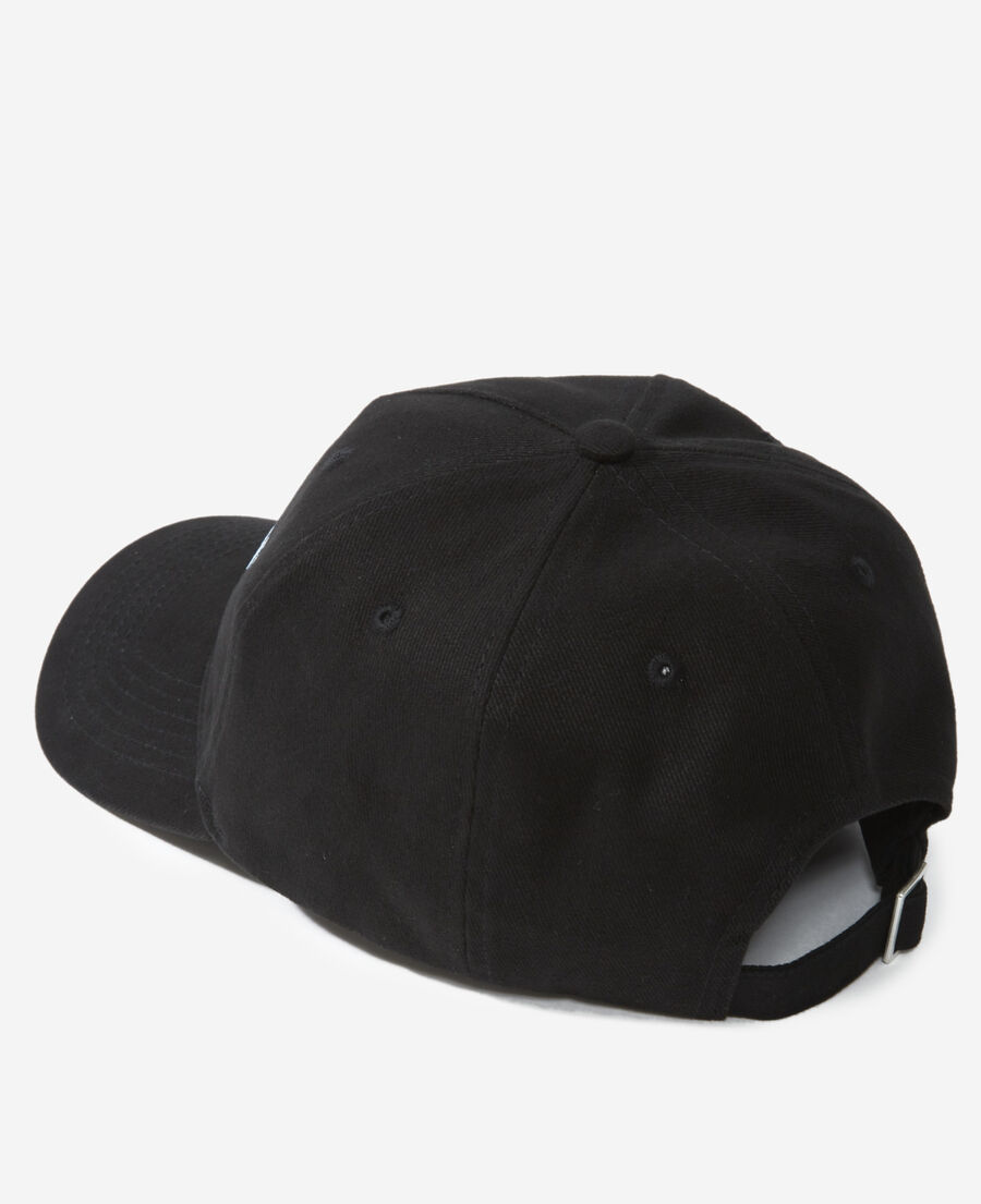 black cotton cap with triple logo