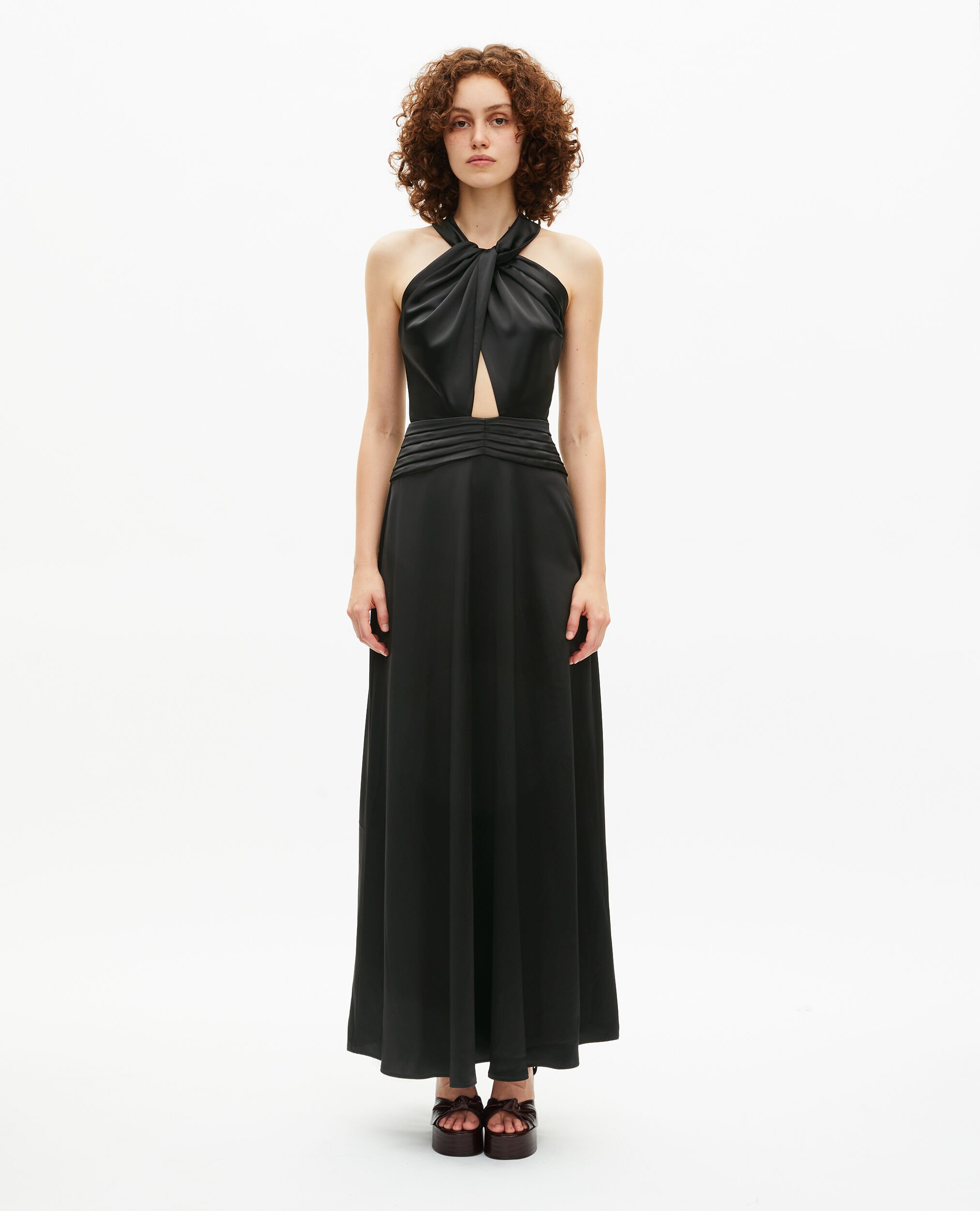 Robe longue sans manches noire, BLACK, hi-res image number null