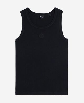 The Kooples MEN BLACK WASHED tank top with black coat-of-arms embroidery