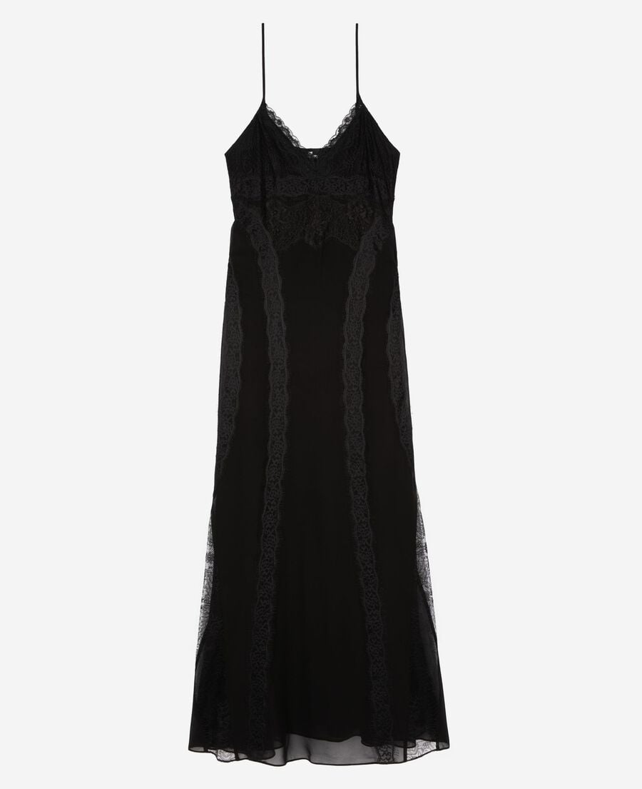 The Kooples WOMEN BLACK long dress with black lace