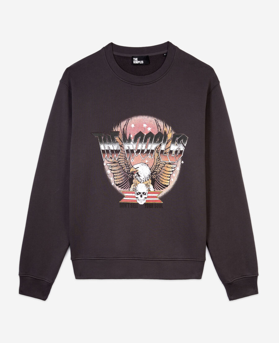 sweatshirt gris carbone avec sérigraphie rock eagle