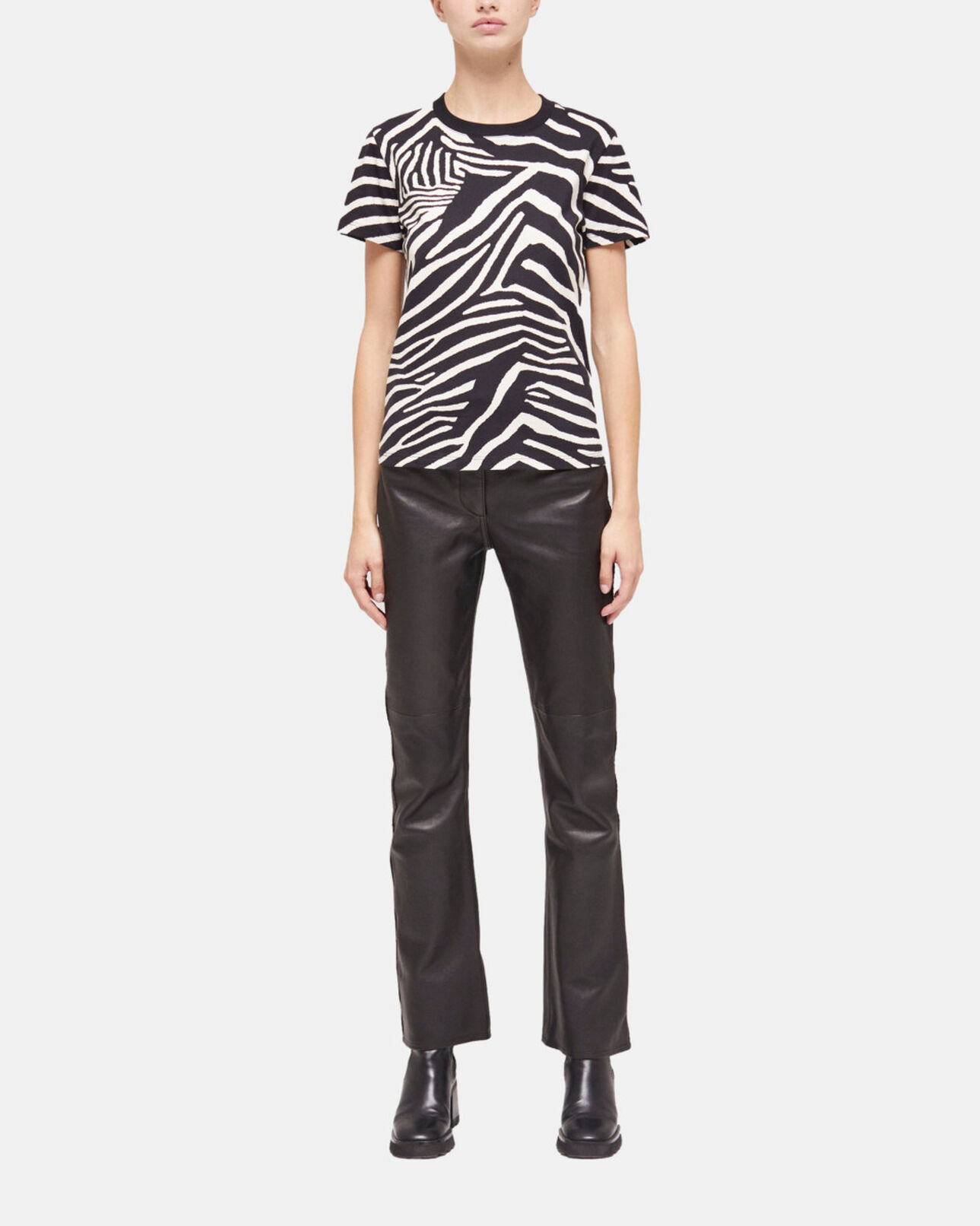 The Kooples WOMEN BLACK / WHITE women's printed t-shirt