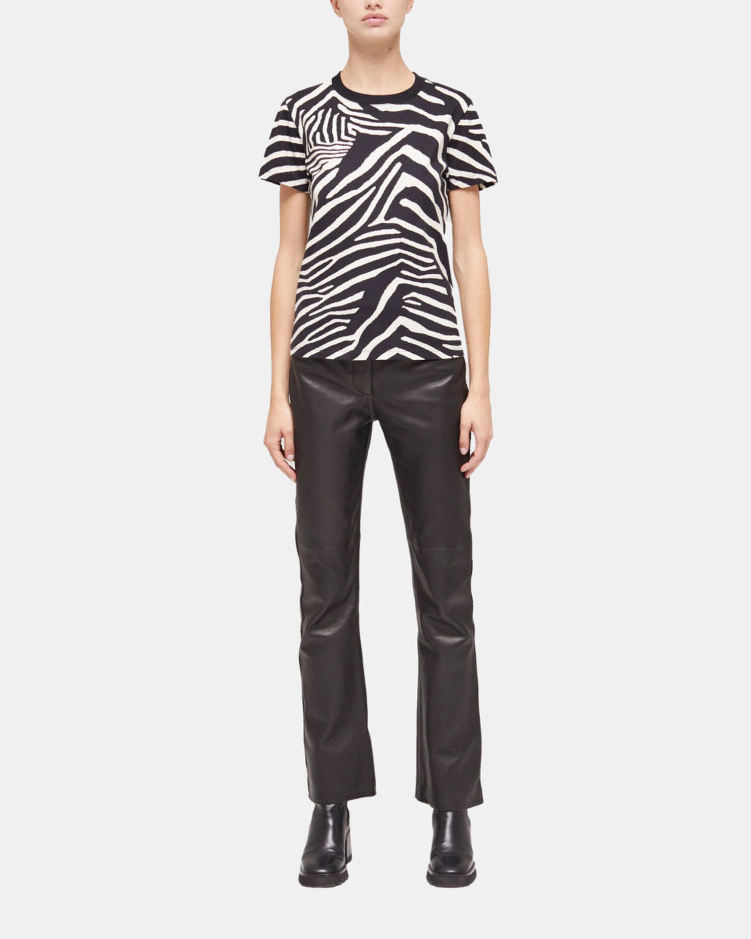 Women's printed t-shirt, BLACK / WHITE, hi-res image number null