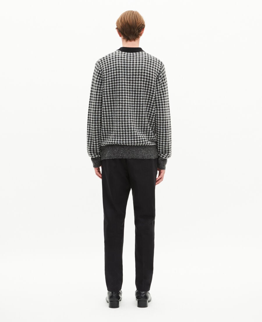 The Kooples HOMME BLACK WHITE pull en pied de poule noir
