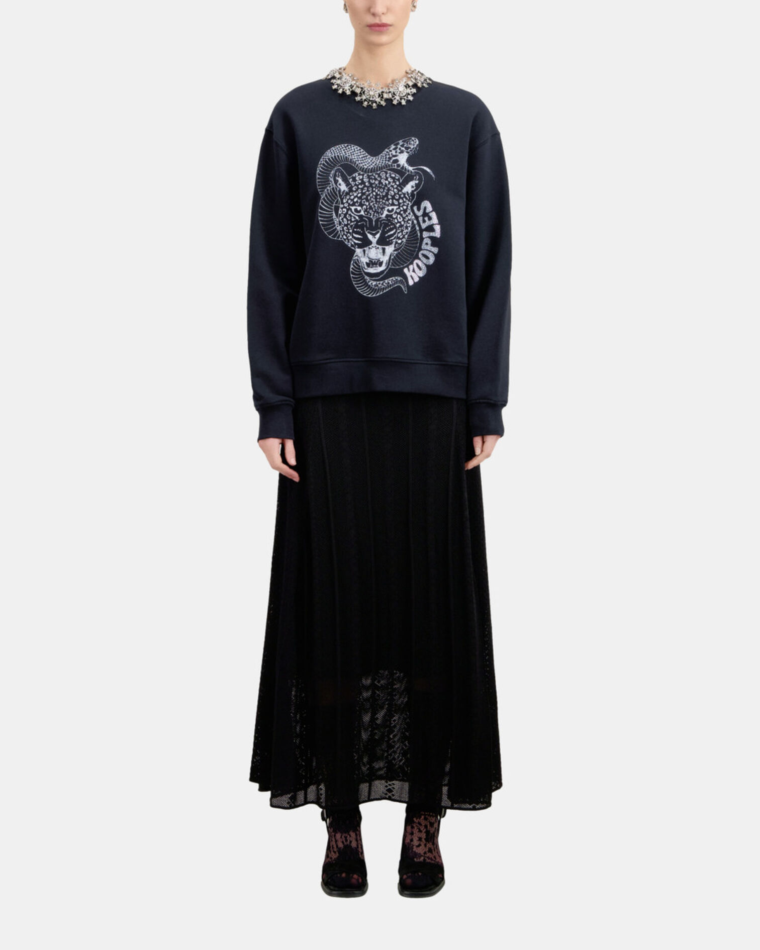Sweatshirt avec sérigraphie noir, BLACK, hi-res image number null