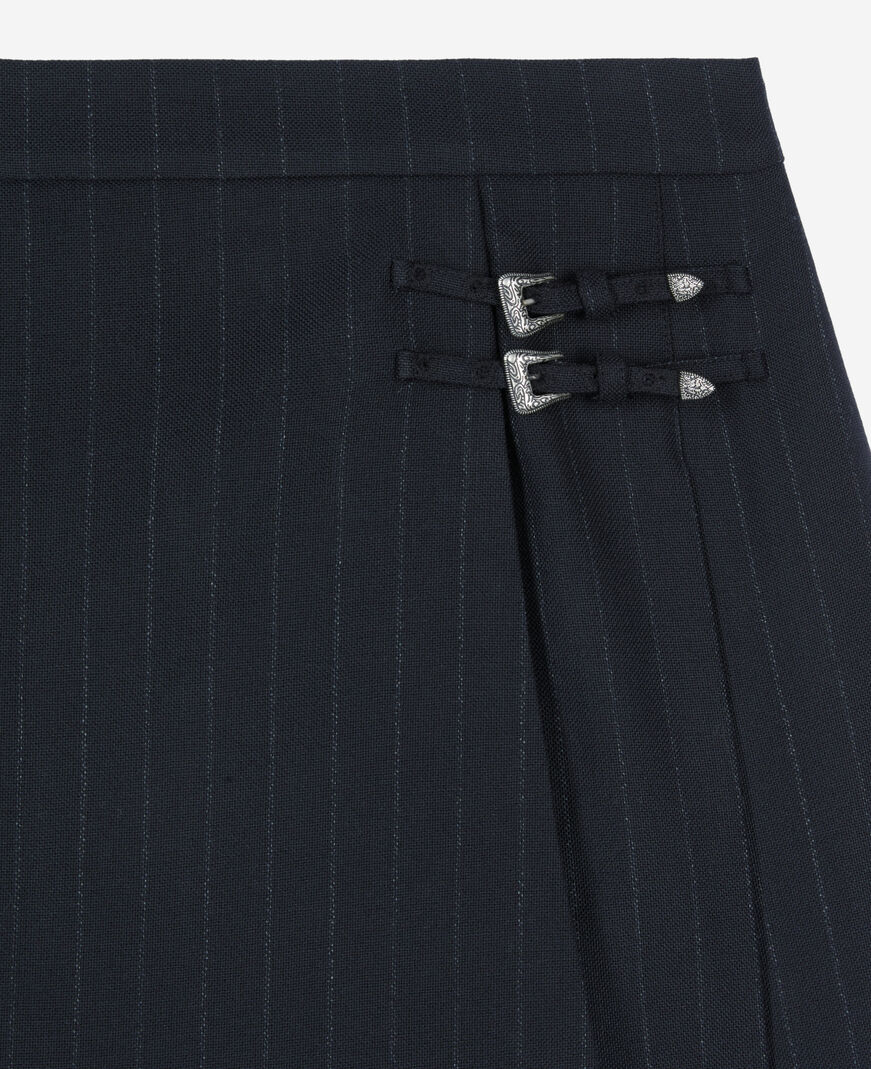 The Kooples WOMEN BLACK short black striped pleated skirt