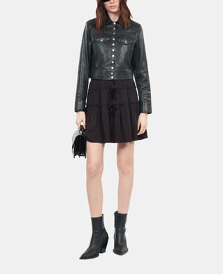 The Kooples DAMEN BLACK kurzer, schwarzer rock mit schleifen