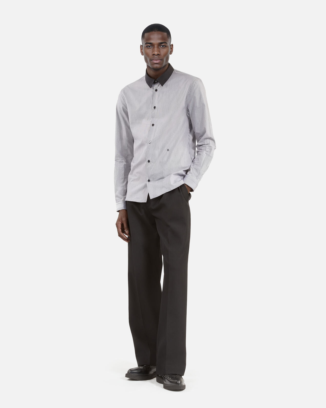 The Kooples MEN BLACK WHITE black micro-checkered shirt